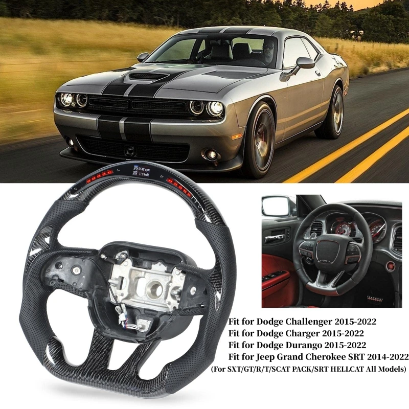 LED Steering Wheel For Dodge Challenger Charger HELLCAT SRT 2015 2016 2017 2018 2019 2020 2021 2022 Replacement Car Accessories