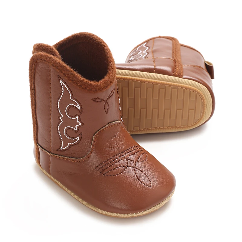 Suitable For Boys And Girls 0-12 Months Western Cowboy Boots For Spring And Autumn Anti Slip Indoor Outdoor Babies Winter