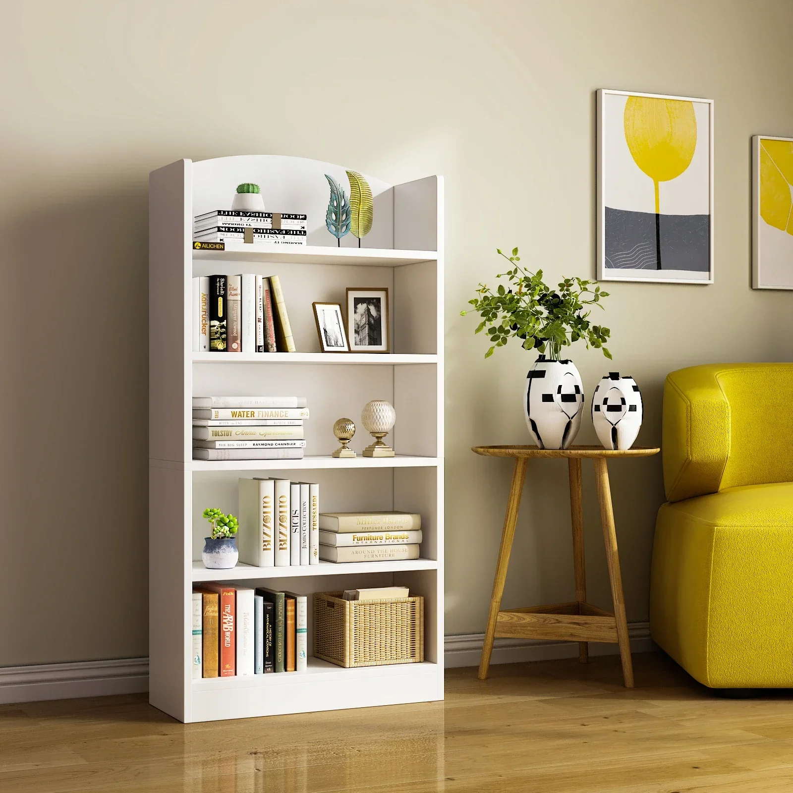 

Tall Bookcase and Bookshelf, Open Shelf Wood Bookcase with 5-Tier Storage Shelves,Bookshelves Standing Display Shelf Units