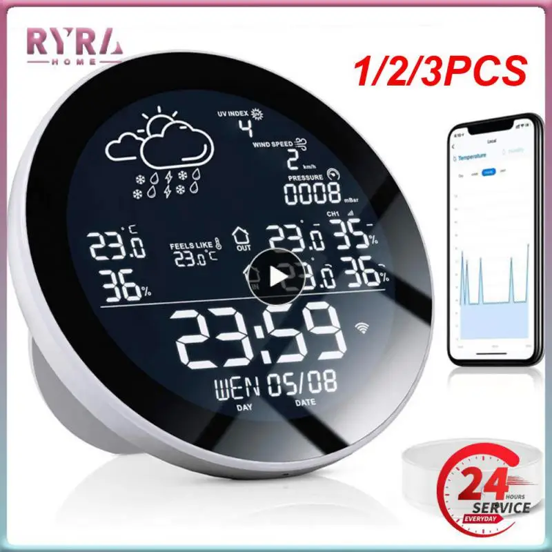 

Метеостанция Tuya с Wi-Fi, настольные часы для дома и улицы, тестер температуры, прогноз погоды, Многофункциональный термометр, 1/2/3 шт.