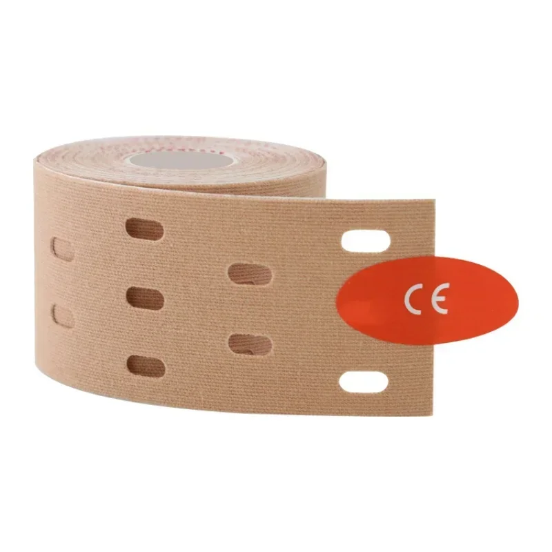 Sports Tape Kinesiology Tape 5cm*5m Perforated Kinesiology Elastic Adhesive Tape Cotton Muscle Protection Athletes Breathable Gym Sports Glue Knee Protector