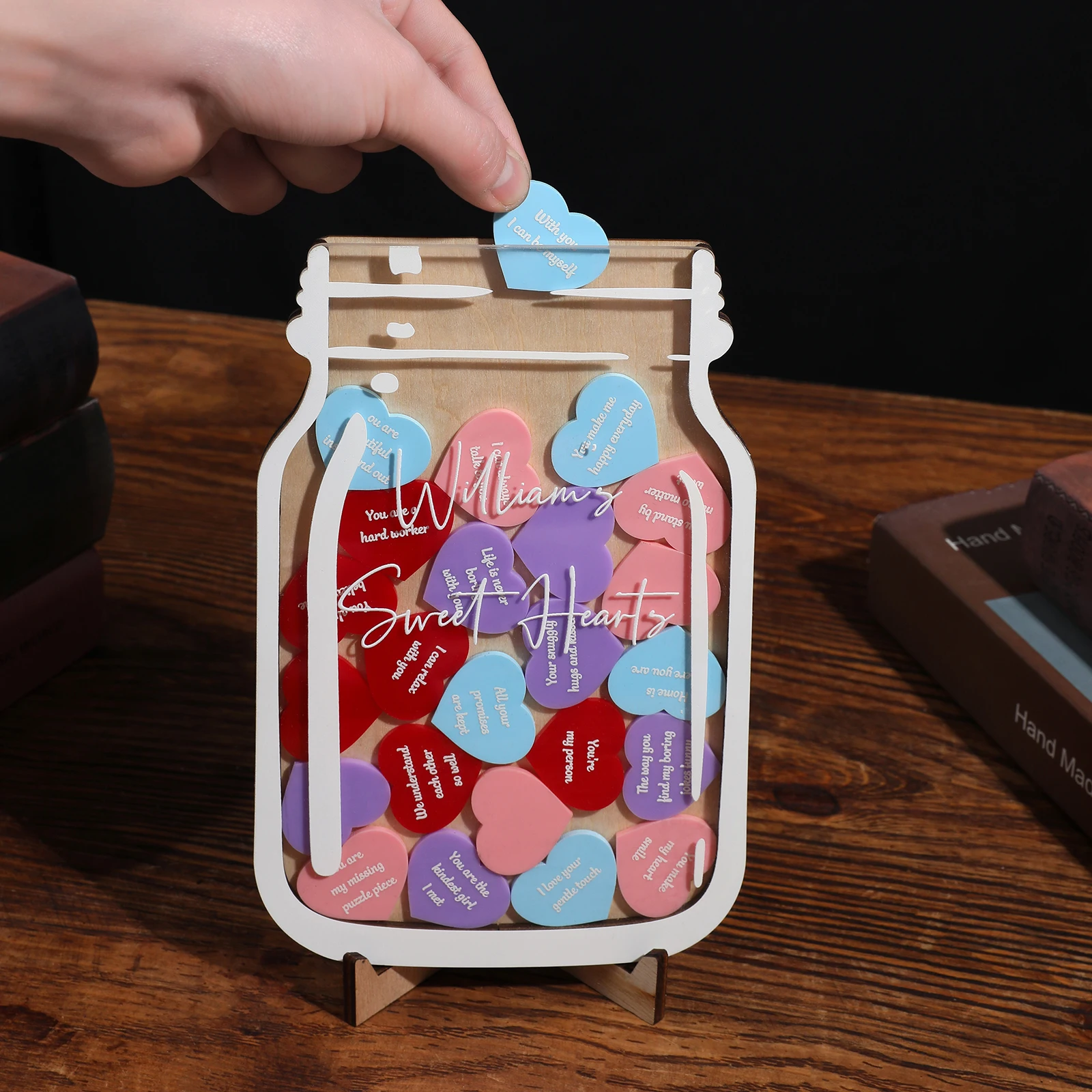 Mother's Day Gift Custom Name Date Guestbook Wood Sweet Heart Why I Love You Reasons Drop Box Welcome Bottle Frame Wedding Decor