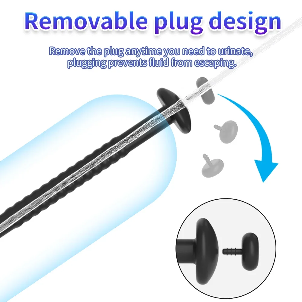 Penis Plug Ejaculation Delay Urethral Tube with Syringe Urethral Plug with Weep Hole Stimulate Prostate Masturbation Male SexToy