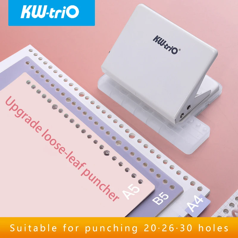 KW-triO 3/4 Hole Punch Handheld Metal Hole Puncher 10 Sheet Capacity 7mm  Aperture Paper Punch for A4 A5 A7 A6 B5 Scrapbook - AliExpress