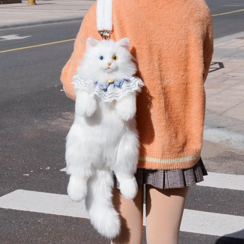 سوبر لطيف العصرية الأزياء الأبيض القط حقيبة أفخم ف...