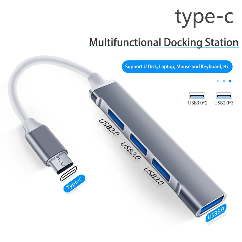 

USB Type C HUB 4 Port Multi Splitter Adapter Mini USB Hub Extensions OTG for Macbook Pro 15 Air Mi Pro HUAWEI Portable Data Hub