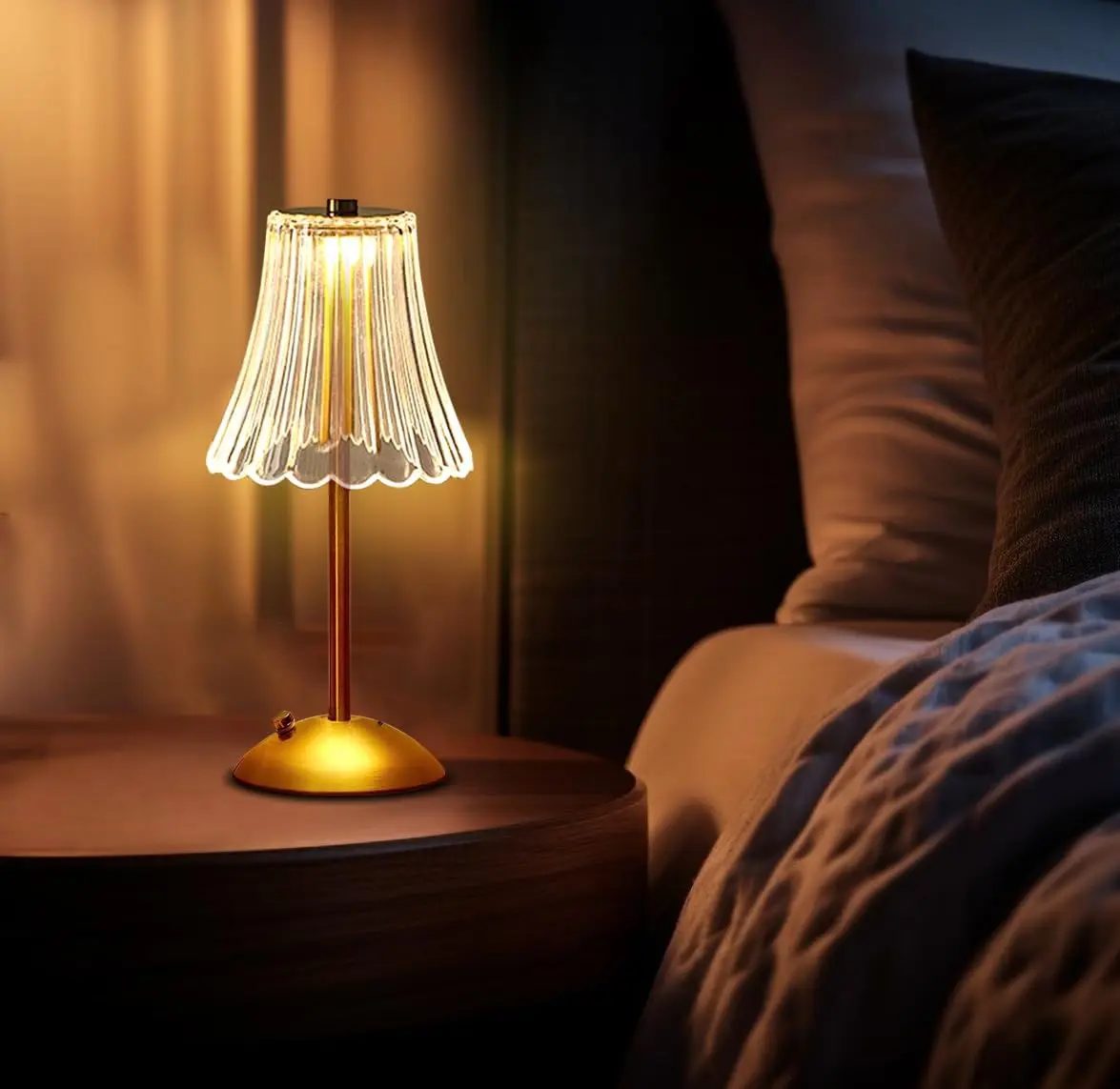 LED Table Lamps 3 Color Touch Dimming Night Light USB Rechargeable Cordless Atmosphere Bedroom Bedside Reading Lamps Decor Light 2