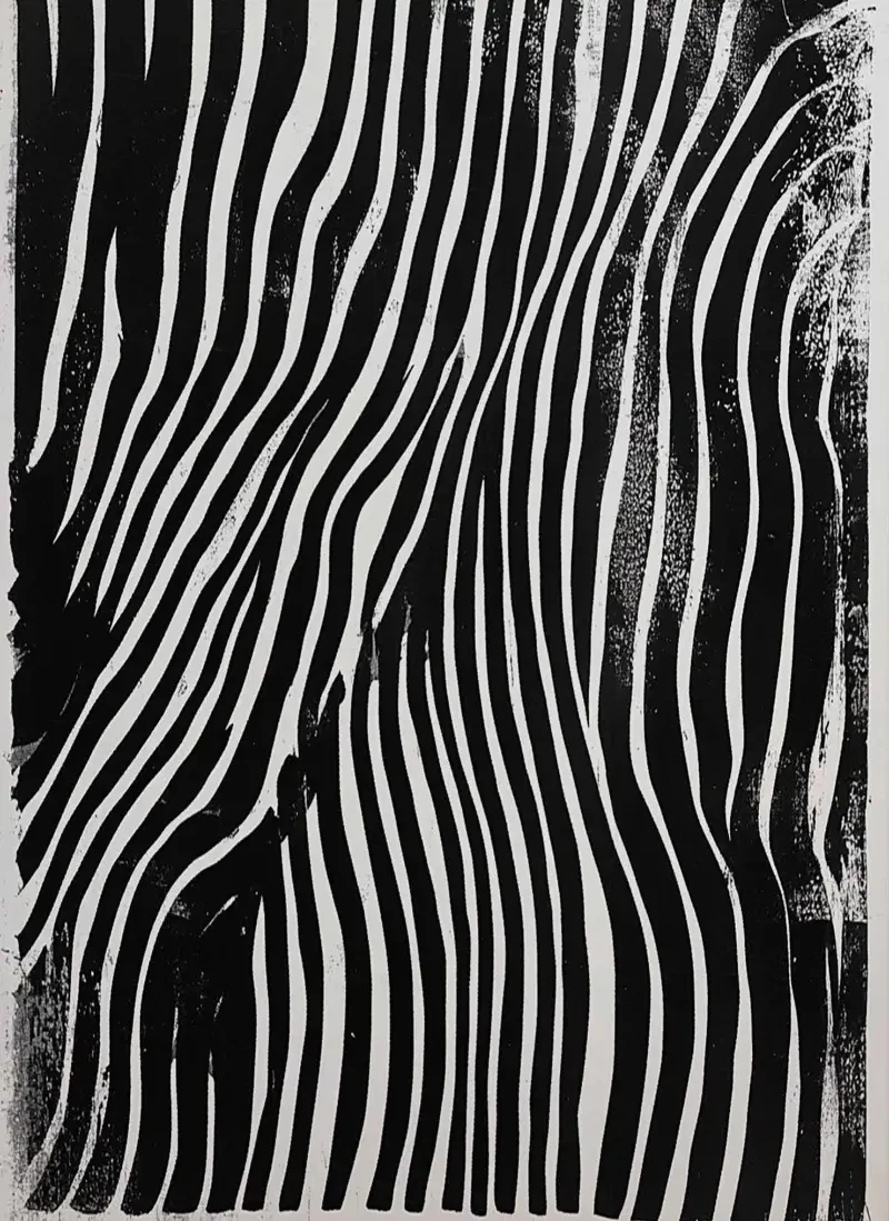 Monochrome Flowing Lines Ink Landscape Minimalist Canvas Art