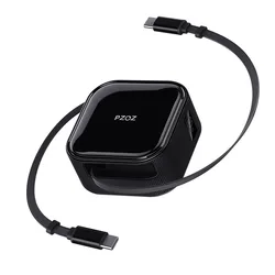 Retractable Magnetic USB - C to USB - C Fast Charging Cable with Cable Management - 1.2m (Black)