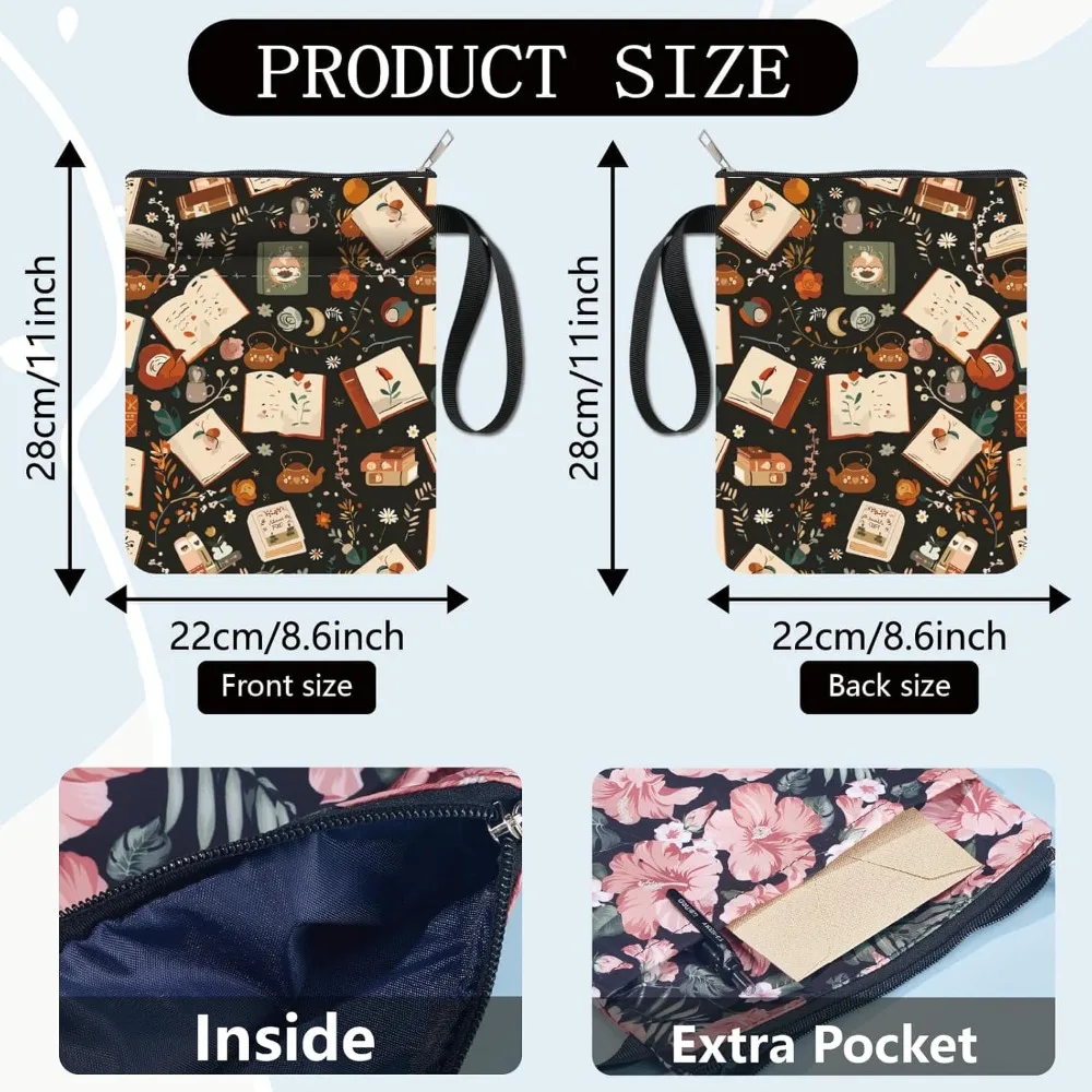 Retro Book Covers Flower Book Protector Sleeve Washable Fabric