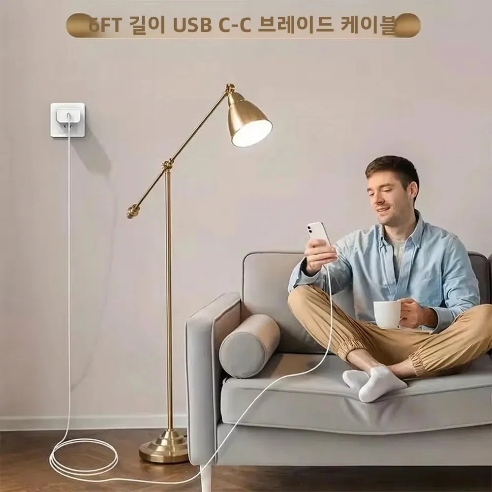 PD 60W USB C to Type C 고속 충전 케이블 (애플 아이폰 17 16 15 Pro Max용) 퀵 와이어 충전 데이터 케이블 나일론 편조 3m 5m