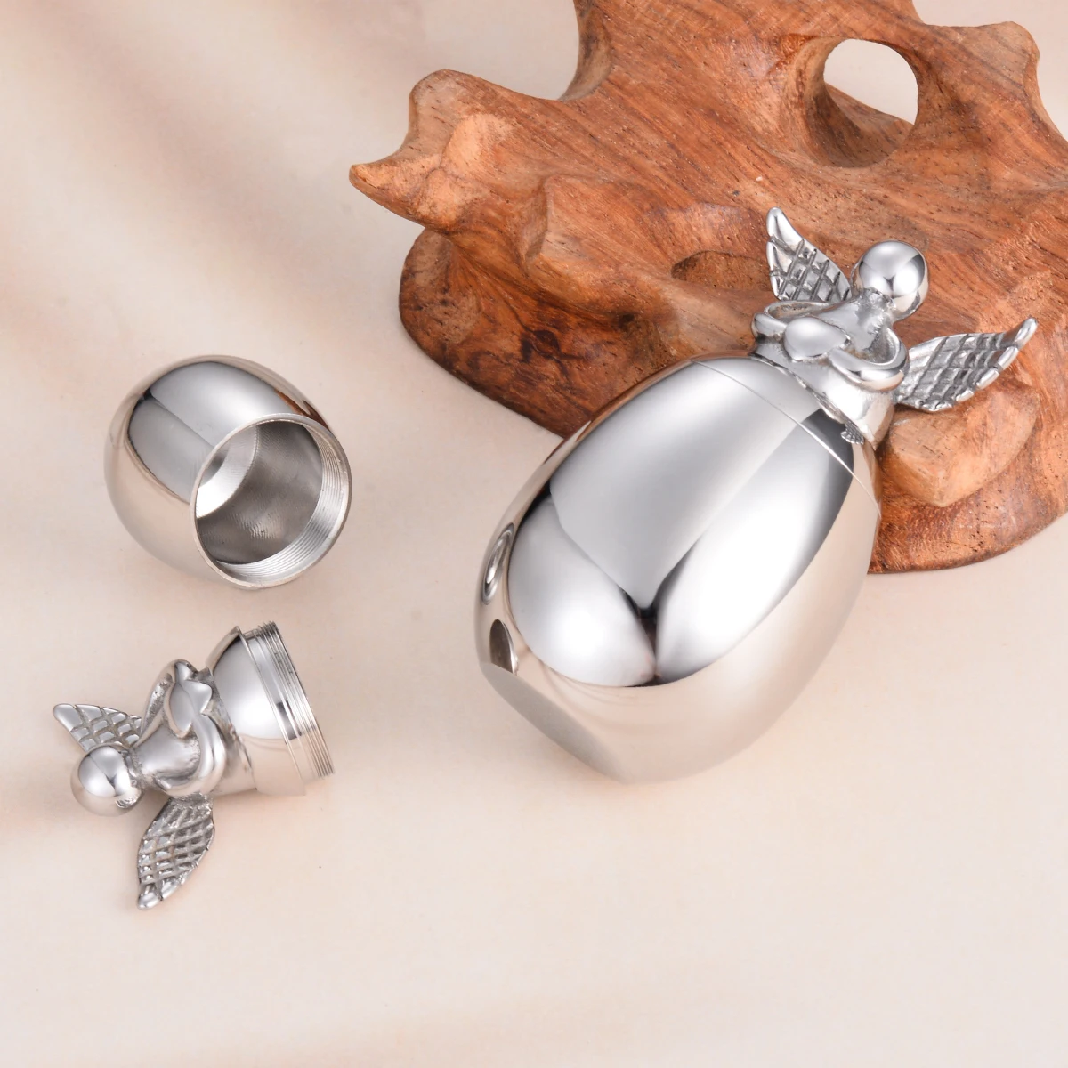 Angel Wing Keepsake Urns for Human/Pet Ashes Holder Mini Cremation Urns Stainless Steel Memorial Ashes Decorative Jar Jewelry