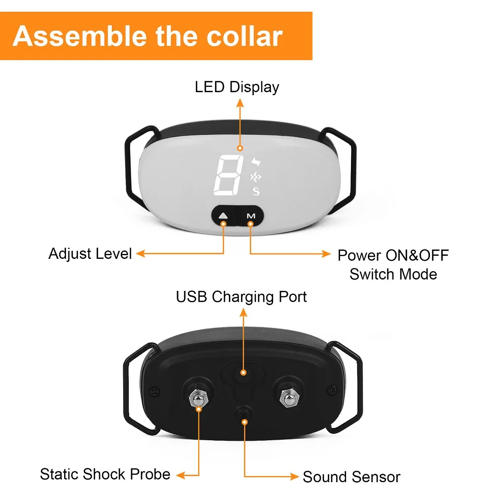 Dog Bark Deterrent Bark Collar Rechargeable Anti Barking Collar for Small and Medium Dogs