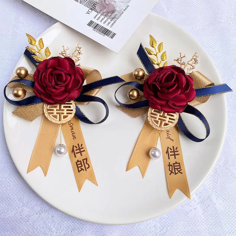 

Flowers Wedding Corsage Pins GroomMen Women Simulation Silk Brooch Bridesmaid Wedding Accessories Wedding Bridesmaid