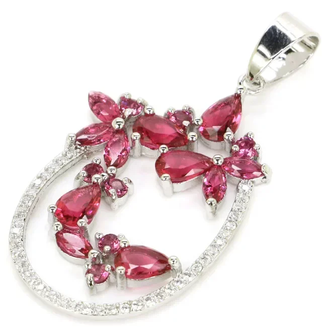 925 SOLID STERLING SILVER PENDANT Luxury Tanzanite Pink Tourmaline Golden Citrine White CZ Wedding bride