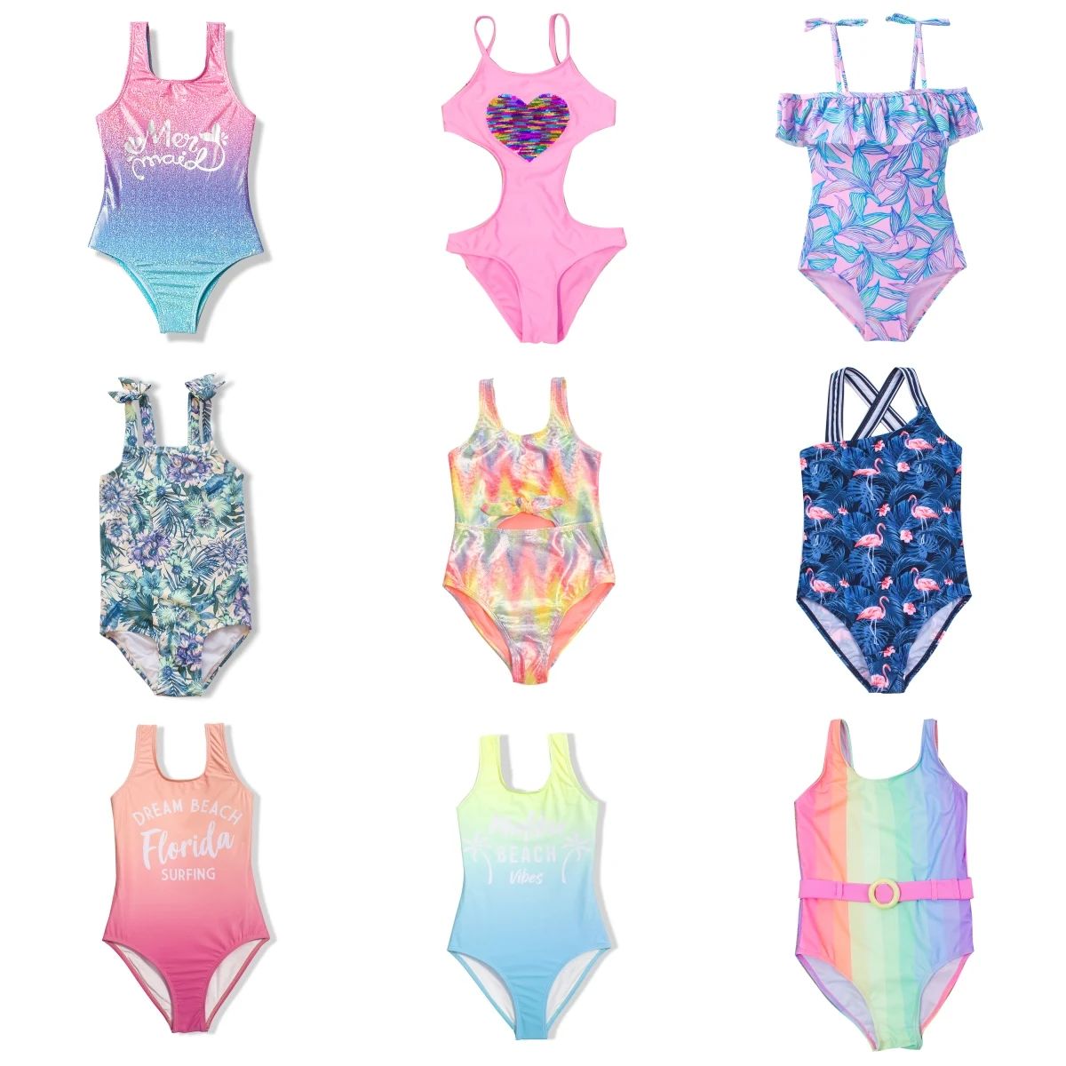 Heart Sequins Beach Wear Summer Kids One Piece Swimwear Swimsuit Children Monokini Bathing Suit Girls Swimwear Swimsuit 348 children swimsuit
