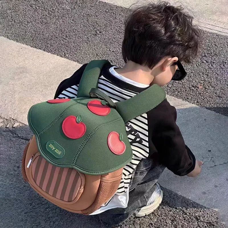 Kid Backpack Cute Mushroom Apple Kindergarten Cartoon Pink Mini Travel Bag Schoolbag Preschool Gift for Toddler Girl Boy 3-6 4