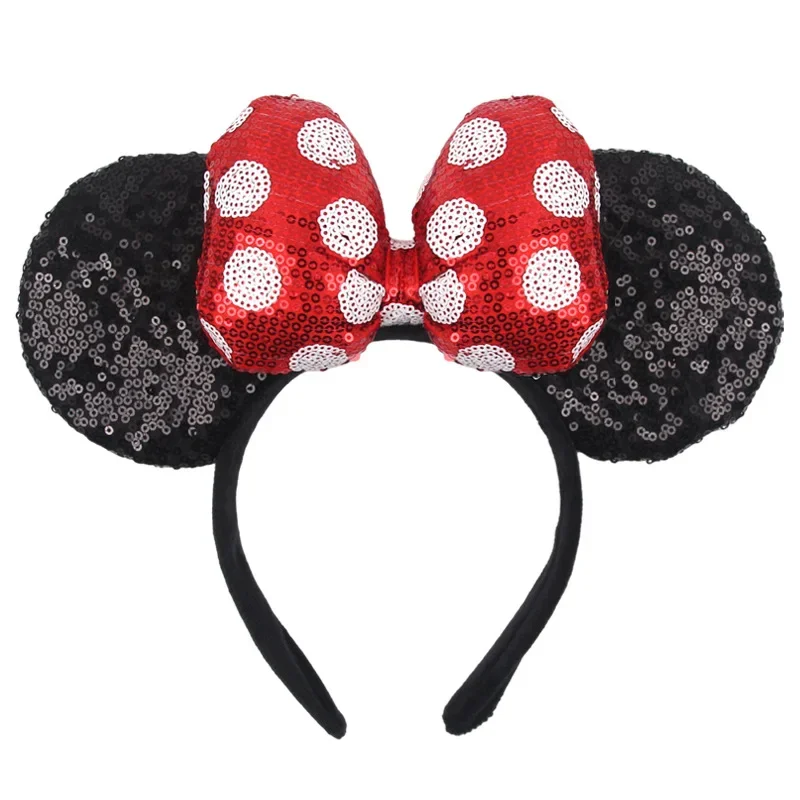 Disney Princess Hair Accessory Mickey Sequins Polka Dots Butterfly Tie Hair Headband Amusement Park Cute Accessory
