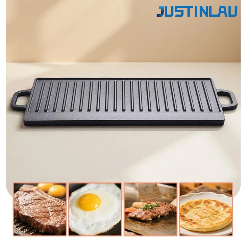 Cast Iron Double Sided Barbecue Tray for Grilling and Baking