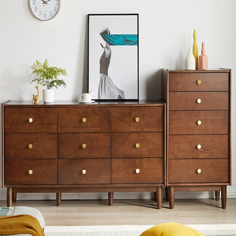 

Solid wood bucket cabinet, bedroom, living room, wall facing storage cabinet, retro master bedroom, bed end storage cabinet,