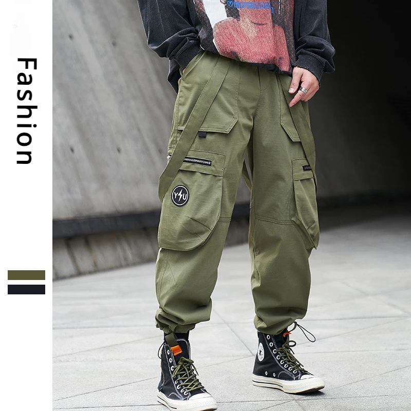 

Trendy Cargo Pant Men's Spring Casual Pants Loose Outdoor Military Pants Harajuku Joggers Hip Hop Streetwear Green Harem Trouser