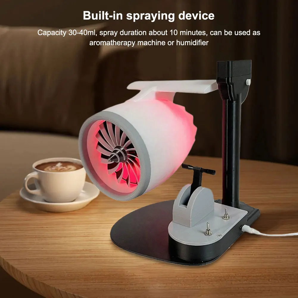 Creative Desktop Turbofan with Humidifier & Light Engine Model JetFan 3D Printed Exquisite Toy for Home Office 2