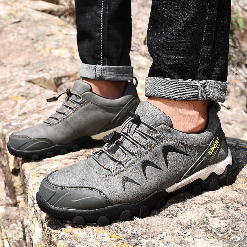 New Arrival Waterproof Men Hiking Shoes Leather Trekking Sneakers Men&s Winter Shoes Outdoor Jogging Boots Hiking Fo