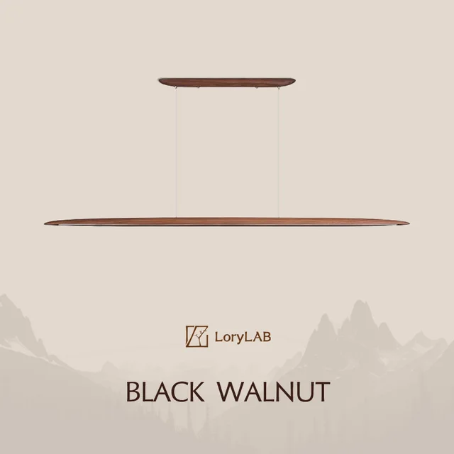 Walnut Wood Linear LED Pendant Light Fixture, Dinning Room Light Island Lights for Dining Room, Kitchen Island, Pool Table 1