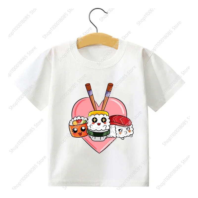 

Children's Cartoon, I Love Sushi Printing T-shirt, Children's Sushi T-shirt, Boys and Girls Kawaii T-shirt, Youth Wear