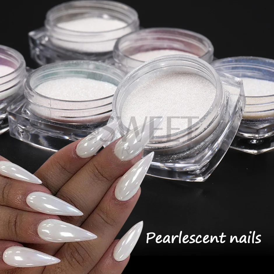 NICOLE DIARY White Chrome Nail Powder Glitter Aurora Mirror White Rubbing  Pigment Dust Manicure Nail Accessories Decoration DIY - AliExpress
