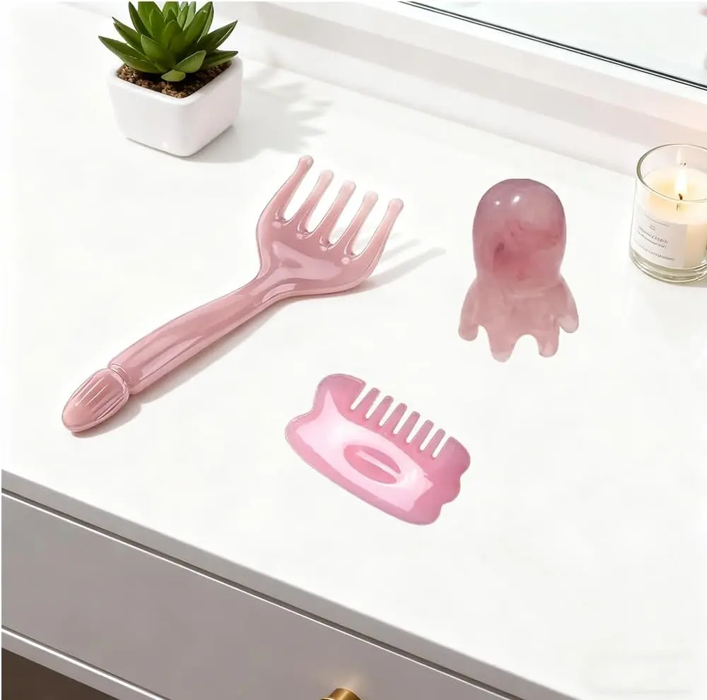 3Pcs Head Massage Tools Manual Scalp Massagers Comb Portable Resin Scalp Stress Relax Tool for Christmas Mother's Day Gifts