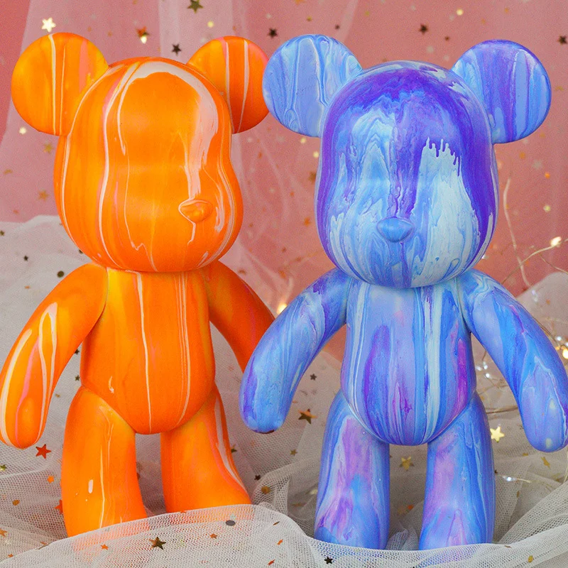 HANDA DIY Painting Fluid Bear Teddy Bear Violent Bear Gloomy Bear Painting  Kit Set Creative Home Decorations Handmade Doll Figurine Toys Gift for