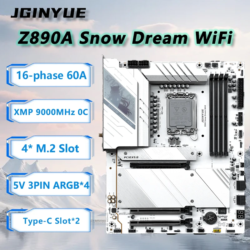 JGINYUE Z890 Motherboard ATX Snow Dream Support Core