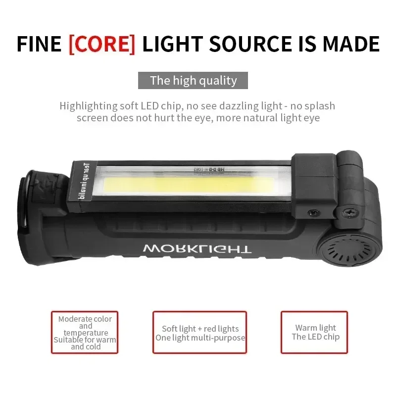 XIWANGFIRE 1-5Pack Portable COB LED W52 Flashlight USB Rechargeable Light Magnetic Lanterna Hanging Lamp Built-in Battery Torch