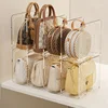 Handbag and wallet storage rack - transparent plastic bag storage partition, for closet and retail display 1