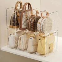 Handbag and wallet storage rack - transparent plastic bag storage partition, for closet and retail display 1