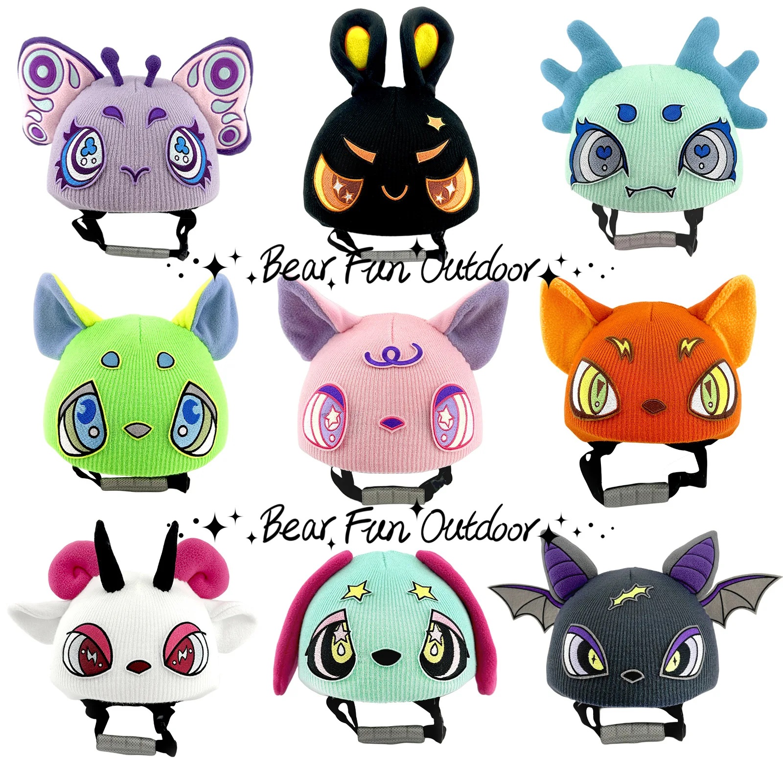Original New Fantasy Animal Fluorescent Ski Helmet Cover Cartoon Outdoor Half Helmet Decorative Hat Cover