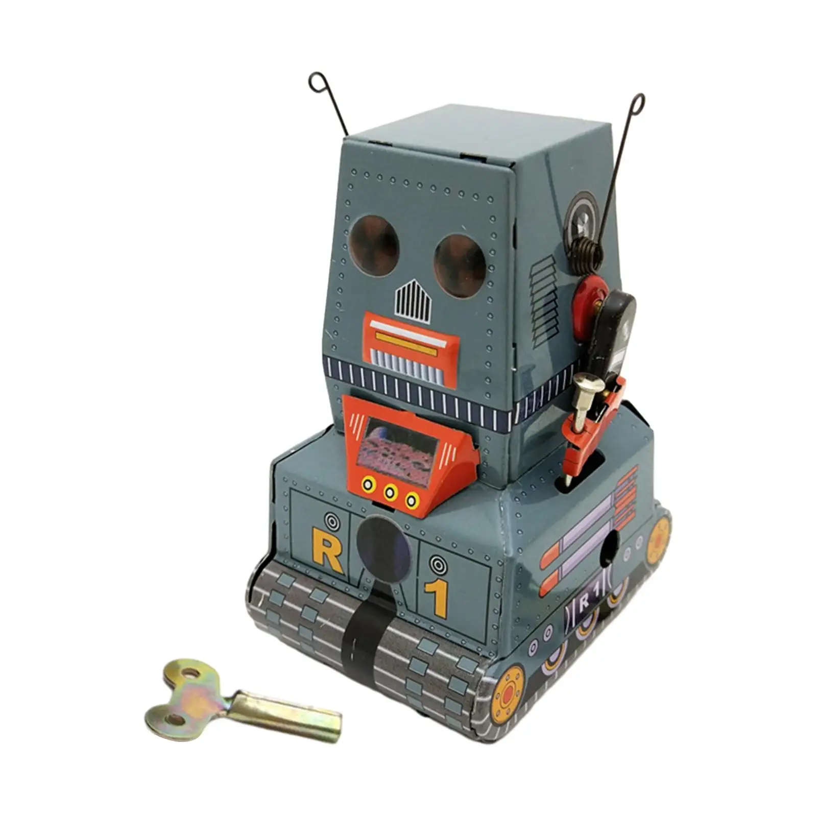 Windup Robot Toy Antique Home Office Novelty Tabletop Decor Tinplate Clockwork Collections Surprise Birthday Memories Party