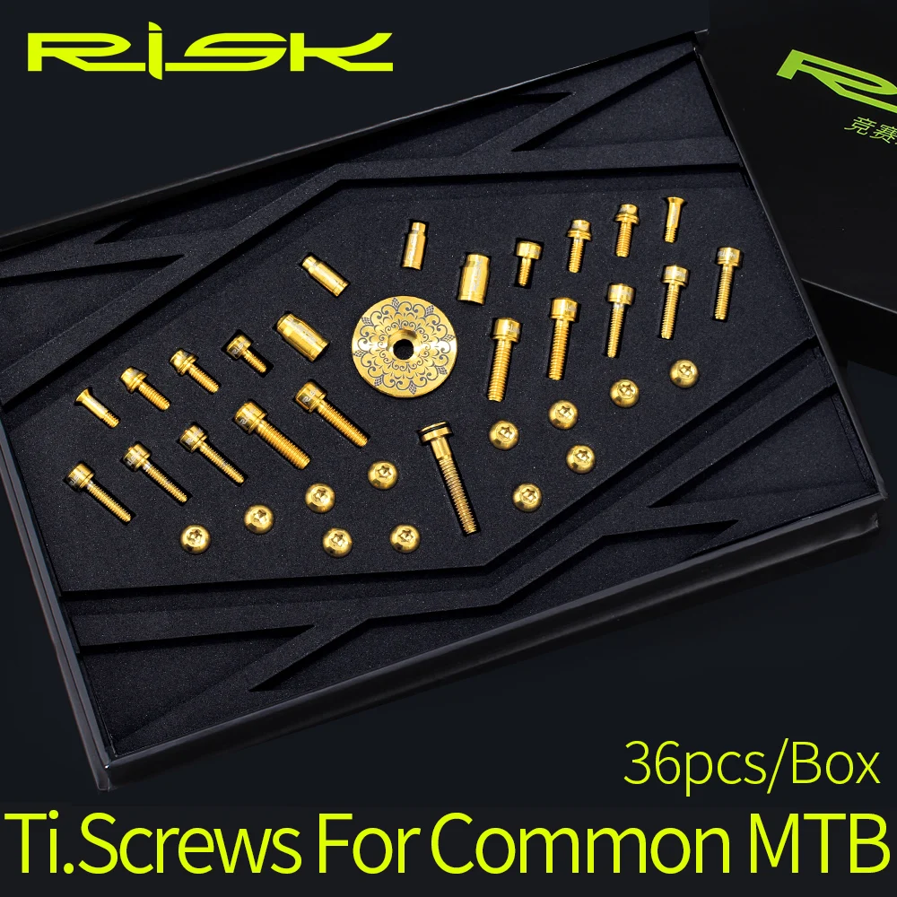 

RISK 36pcs Common Road Bolts Unit for Bolts Unit Valve Cap/C-Brake Shoe/Derailleur Wire/Jockey Wheel/Stem/ Water Botter Cage