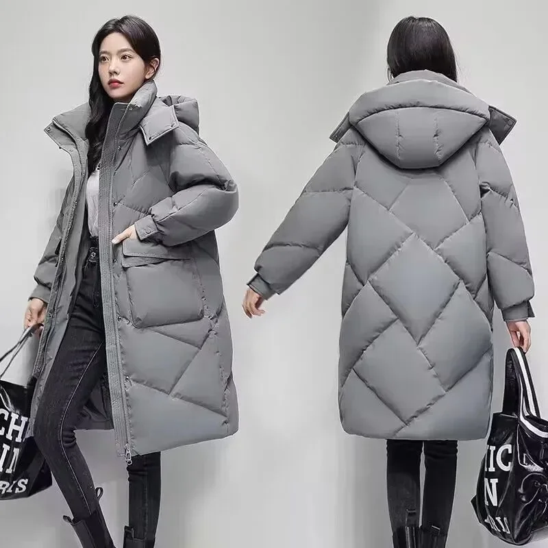 

2023 New Winter Women Parka Hooded Jackets Thicken Warm Cotton-padded Puffer Coats Casual Long Parkas Clothes Loose Outerwear