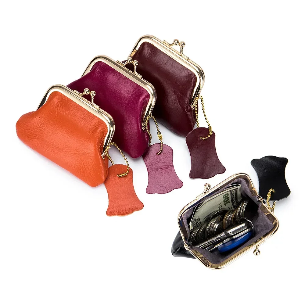 Women Small Coin Purse Genuine Cow Leather Ladies Fashion Card Holder Wallets Small Purses Elegant Bags