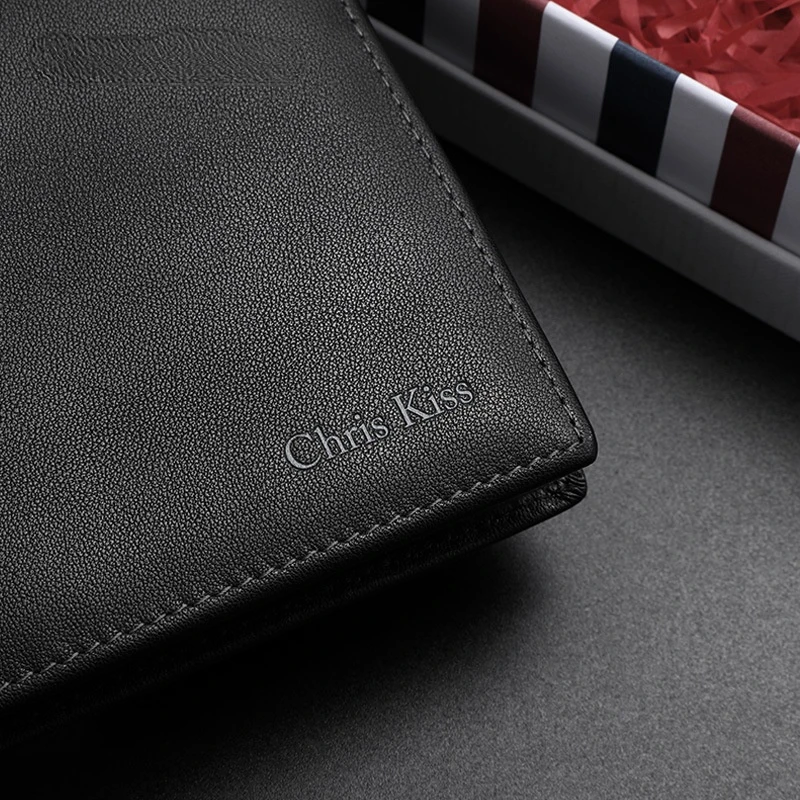 Genuine Leather Men Wallet Coin Purse Small Mini Card Holder Chain Male Walet Pocket Money clip simple luxury wallet
