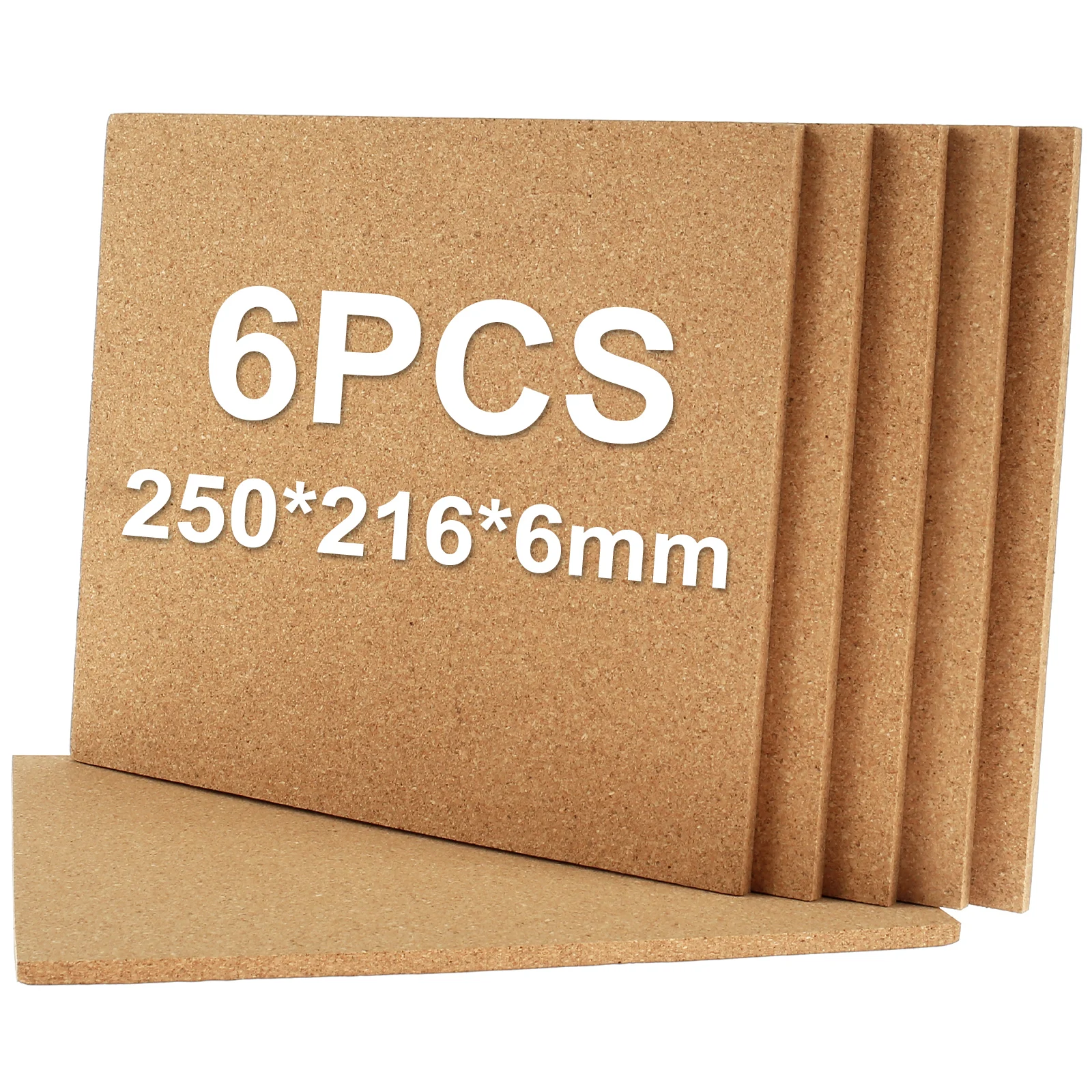 6Pcs Cork Board Rectangular Cork Bulletin Board with 50 Wall Nail Self