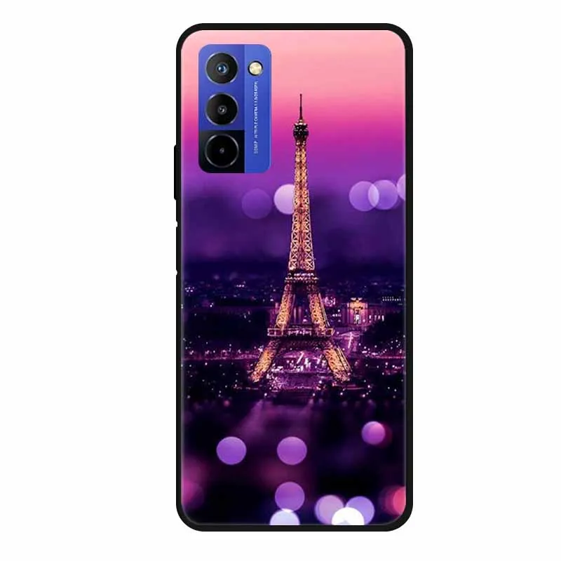 Flower Pattern TPU Soft Silicone Phone Case - Butterfly & Planet Design