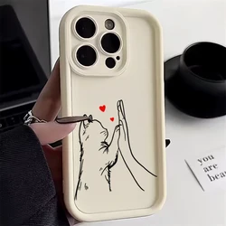 Adorable Pet High Five Soft Phone Case - Durable Shockproof Cover - iPhone 15 Plus (White - YYDSF2174)