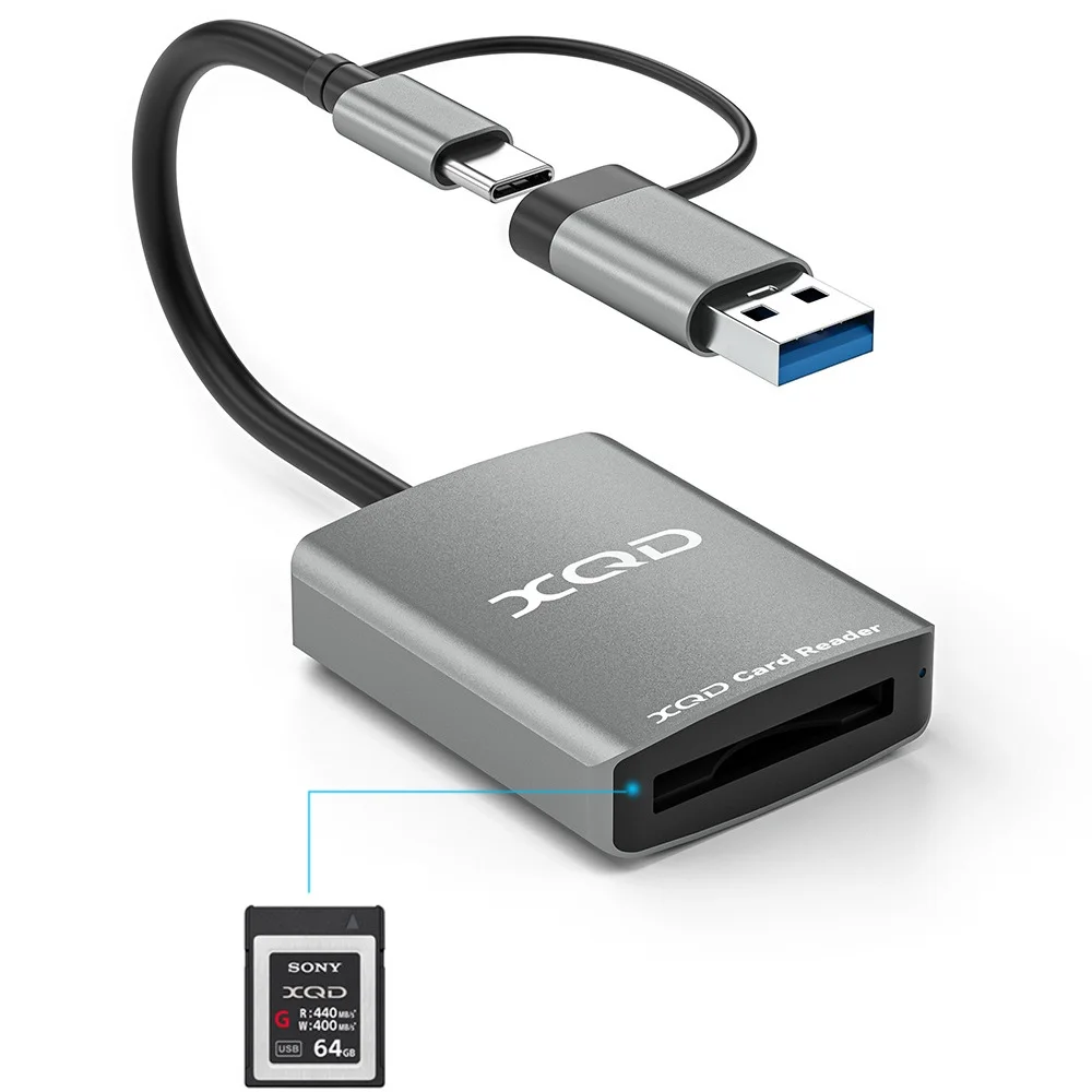 USB C XQD Card Reader USB 3.0 XQD SD Memory Card Reader Compatible with Sony G/M Series & Lexar 2933x/1400x Mark