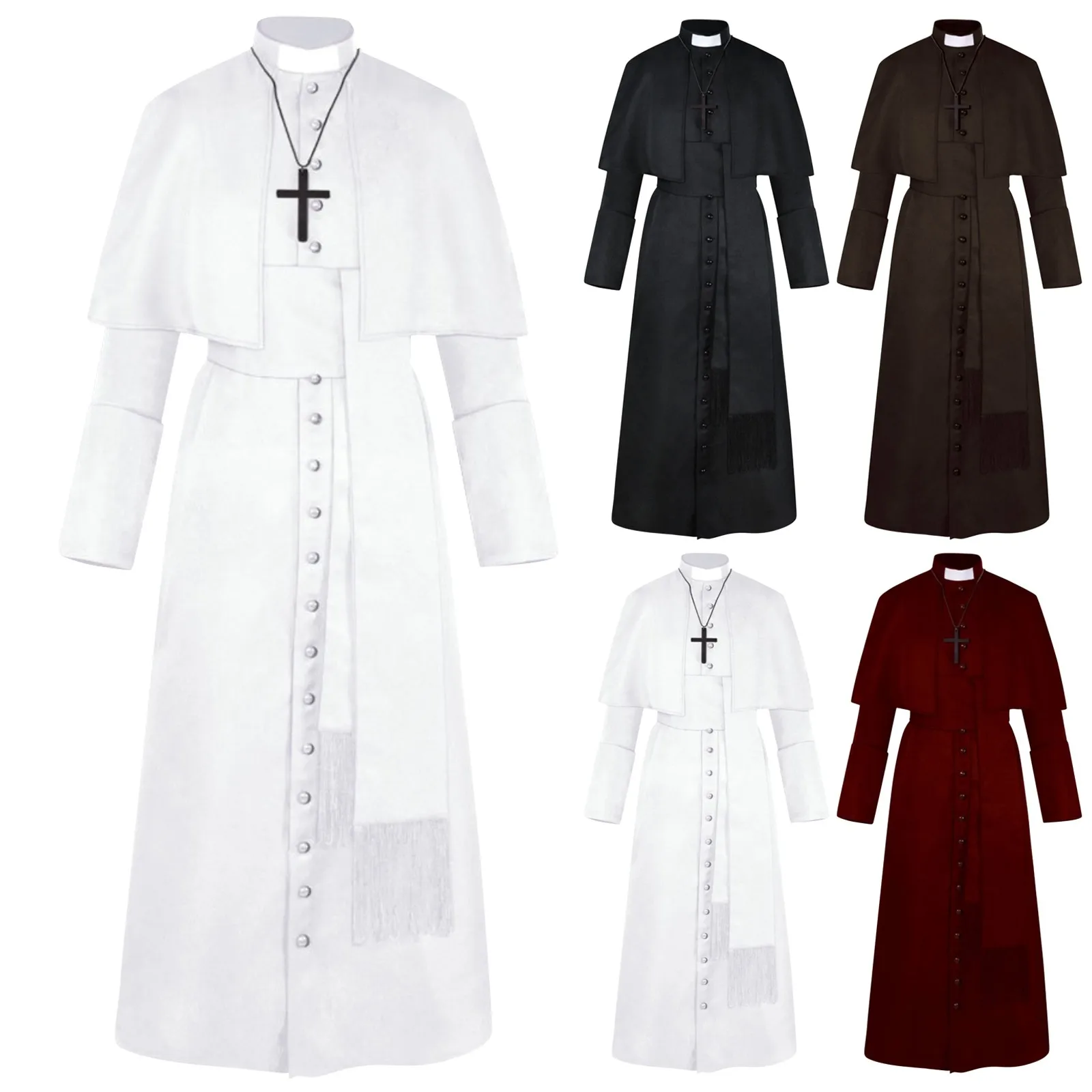 Cosplay Preacher Robe Costume Roleplay Priest Clergy Robe Cloth