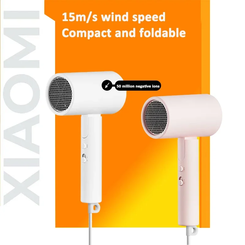 XIAOMI MIJIA Portable Anion Hair Dryer H101 1600W Quick Dry Professional Travel Foldable 50 Million Negative Ions Hair Care