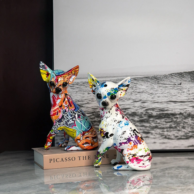 樹脂犬の像,チワワ,彫刻,絵画,アート,工芸品,家,オフィス - AliExpress