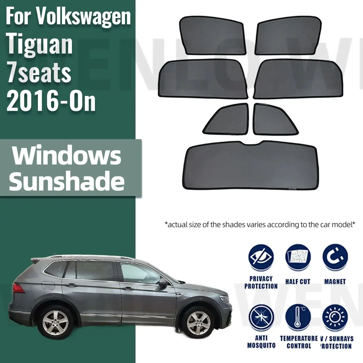 For Volkswagen VW Tiguan Allspace 2016-2023 Magnetic Car Sunshade Visor Front Windshield Curtain Rear Side Baby Window Sun Shade